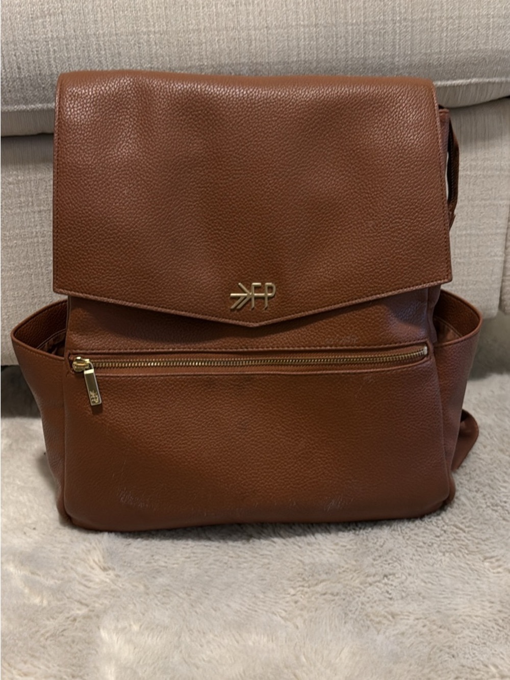 Freshly Picked Brown Leather Backpack-Style Baby Bag